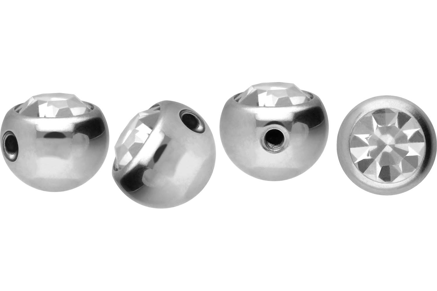 Chirurgenstahl Schraubkugel KRISTALL - zwei Seitengewinde von Piercingline